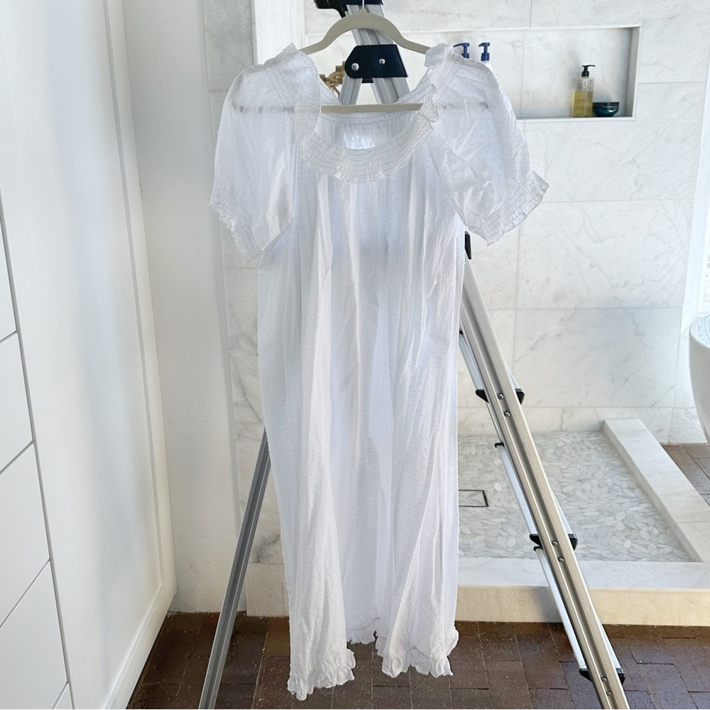 Hill House White Off-Shoulder Swiss Dot Maxi Dress - Picture 3 of 5